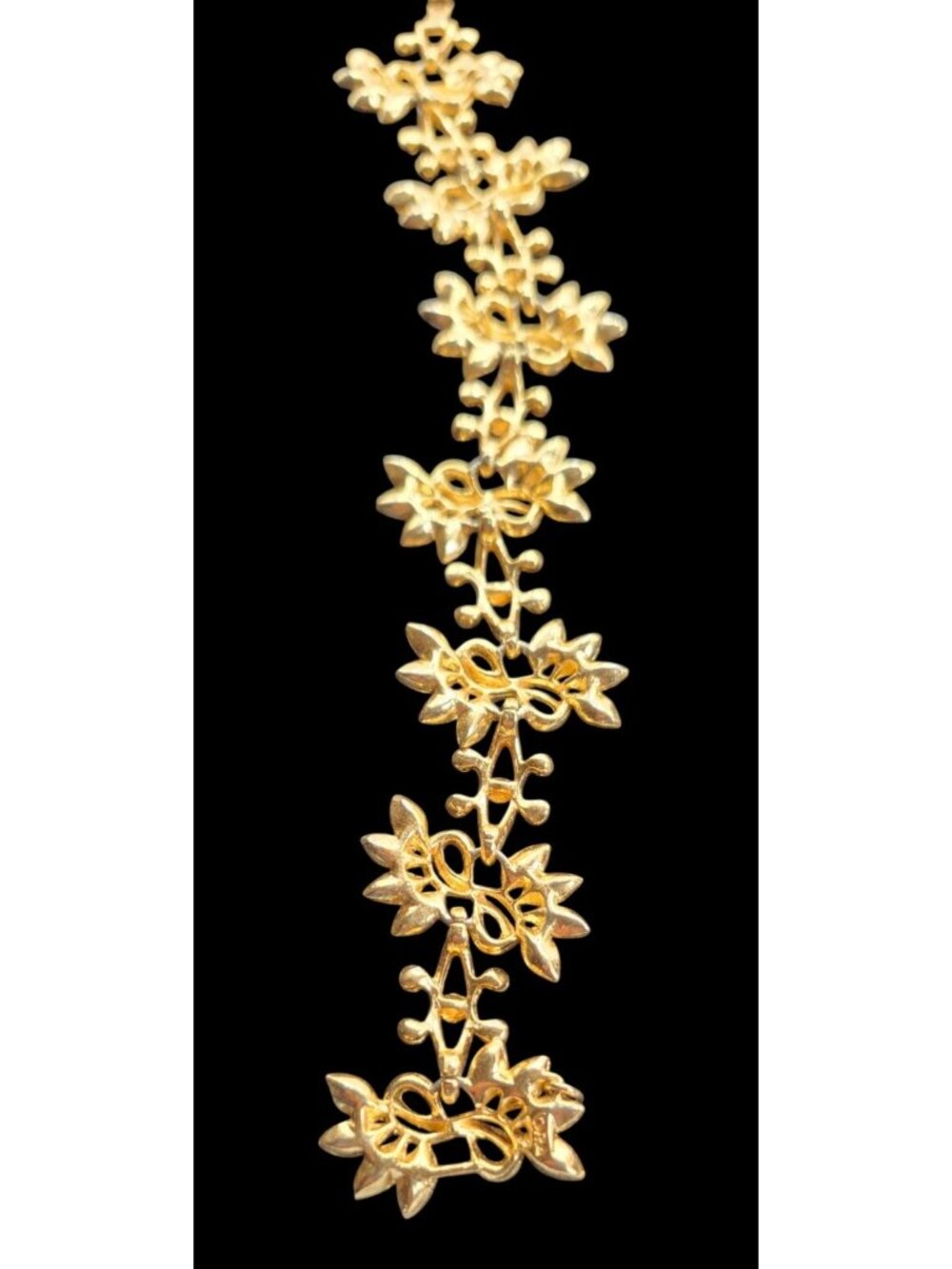 Vintage Ora Gold Tone Bracelet Golden Rhinestones Floral MCM Elegant Jewelry - Picture 6 of 12